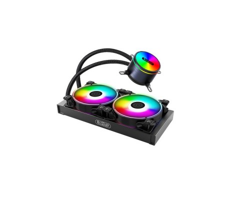 Комплект водяного охлаждения PCCooler GI-CX240 ARGB LGA2066/2011/1366/115х/775/AM4/FM1/2/2+/AM2/2+/3/3+ (6шт/кор, TDP 250W, 3 pin 5V Addressable RGB подсветка, 2х120mm PWM VortexPro FAN) RET