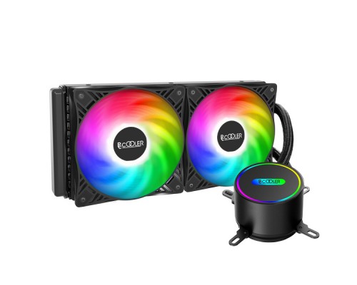 Комплект водяного охлаждения PCCooler GI-CL240vc LGA2066/2011/1366/115х/775/TR4/AM4/FM1/2/2+/AM2/2+/3/3+ (8шт/кор, TDP 250W, 2х120mm FIXED LED PWM FAN) RET