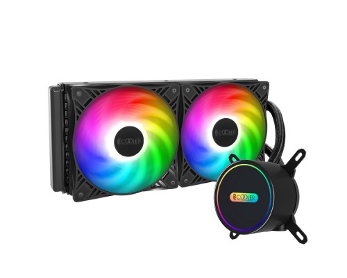 Комплект водяного охлаждения PCCooler GI-CL240vc LGA2066/2011/1366/115х/775/TR4/AM4/FM1/2/2+/AM2/2+/3/3+ (8шт/кор, TDP 250W, 2х120mm FIXED LED PWM FAN) RET