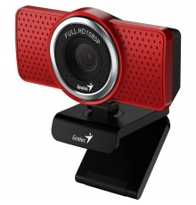 Веб-камера GENIUS ECam 8000, red, Full-HD 1080p webcam, swiveling, tripod-ready design, USB, built-in microphone, rotation 360 degree, tilt 90 degree                                                                                                     