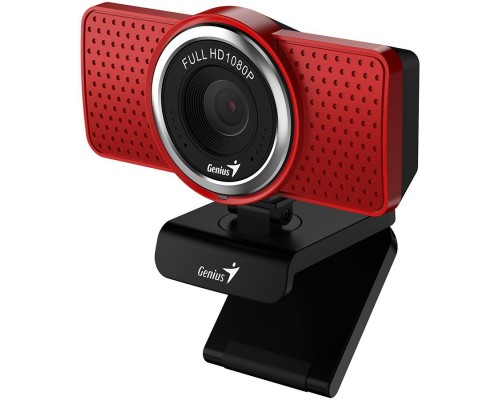 Веб-камера GENIUS ECam 8000, red, Full-HD 1080p webcam, swiveling, tripod-ready design, USB, built-in microphone, rotation 360 degree, tilt 90 degree