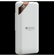 Внешний аккумулятор CANYON PB-202 Power bank 20000mAh Li-poly battery, Input 5V/2A, Output 5V/2.1A(Max), with Smart IC and power display, White, USB cable length 0.25m, 137*67*25mm, 0.360Kg                                                             