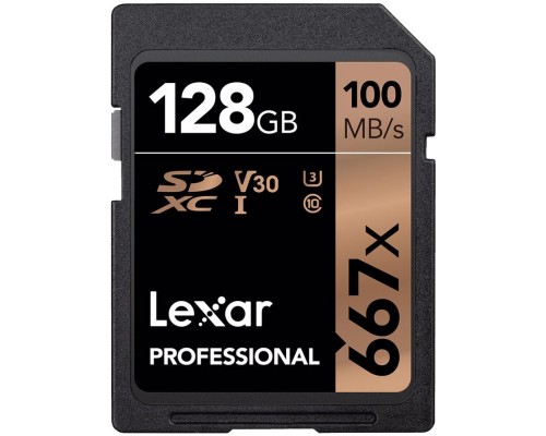 Карта памяти LEXAR 128GB Professional 667x SDXC UHS-I cards, up to 100MB/s read 90MB/s write C10 V30 U3 EAN: 843367107964
