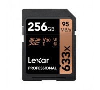 Карта памяти LEXAR 256GB Professional 633x SDXC UHS-I cards, up to 95MB/s read 45MB/s write C10 V30 U3, Global EAN: 843367119646                                                                                                                          