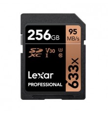 Карта памяти LEXAR 256GB Professional 633x SDXC UHS-I cards, up to 95MB/s read 45MB/s write C10 V30 U3, Global EAN: 843367119646                                                                                                                          