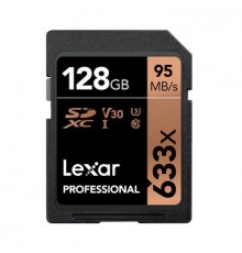 Карта памяти LEXAR 128GB Professional 633x SDXC UHS-I cards, up to 95MB/s read 45MB/s write C10 V30 U3, Global EAN: 843367119622                                                                                                                          
