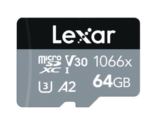 Карта памяти LEXAR Professional 1066x 64GB microSDHC/microSDXC UHS-I Card SILVER Series with adapter EAN: 843367121908