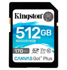 Карта памяти Kingston 512GB SDXC Canvas Go Plus 170R C10 UHS-I U3 V30 EAN: 740617301571                                                                                                                                                                   