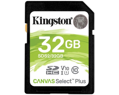 Карта памяти Kingston 32GB SDHC Canvas Select Plus 100R C10 UHS-I U1 V10 EAN: 740617297904