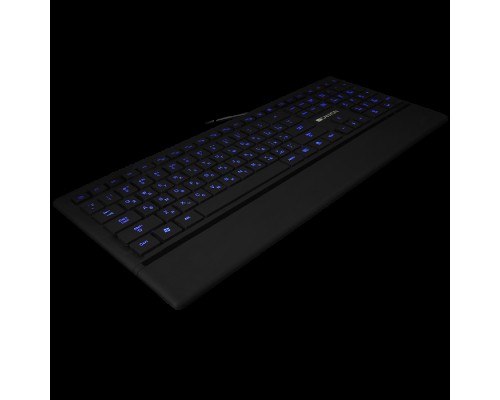 Клавиатура CANYON Stylish slim USB multimedia keyboard, LED backlight, 111 keys, Black, cable length 1.58m, 431*178*11.85, 0.71kg, RU layout