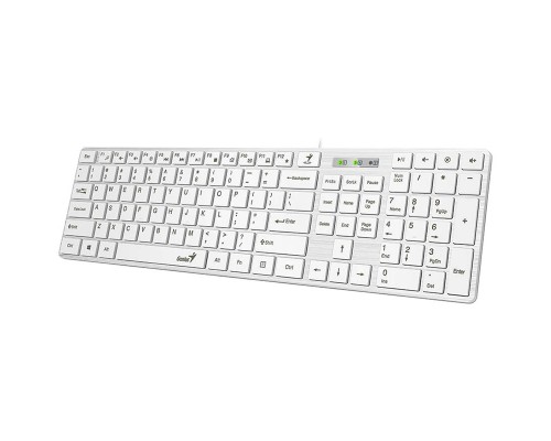 Клавиатура Genius SlimStar 126 wired keyboard ( 12 Multimedia Function Keys and 4 dedicated Hotkeys for Quick Commands, Ultra-Slim Keycaps ), white color