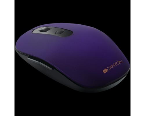 Мышь CANYON MW-9 2 in 1 Wireless optical mouse with 6 buttons, DPI 800/1000/1200/1500, 2 mode(BT/ 2.4GHz), Battery AA*1pcs, Violet, silent switch for right/left keys, 65.4*112.25*32.3mm, 0.092kg