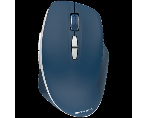 Мышь Canyon  2.4 GHz  Wireless mouse ,with 7 buttons, DPI 800/1200/1600, Battery: AAA*2pcs,Blue,72*117*41mm, 0.075kg