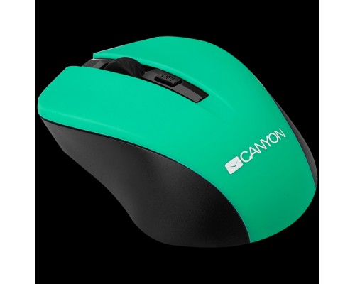 Мышь CNE-CMSW1GR CANYON мышь, цвет - зеленый, беспроводная 2.4 Гц, DPI 800/1000/1200 DPI, 3 кнопки и колесо прокрутки, прорезиненное покрытие