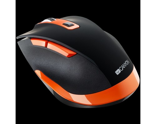 Мышь CANYON MW-14 2.4Ghz Wireless mouse, with 6 buttons,DPI 800/1200/1600/2000/2400,Battery:AAA*2 pcs , Black-Orange119.6*81.1*43.3mm86.8g