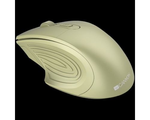 Мышь CANYON 2.4GHz Wireless Optical Mouse with 4 buttons, DPI 800/1200/1600, Golden, 115*77*38mm, 0.064kg