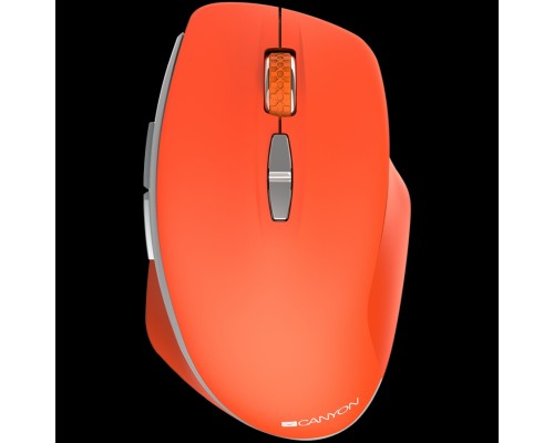 Мышь Canyon  2.4 GHz  Wireless mouse ,with 7 buttons, DPI 800/1200/1600, Battery:AAA*2pcs  ,Red 72*117*41mm 0.075kg