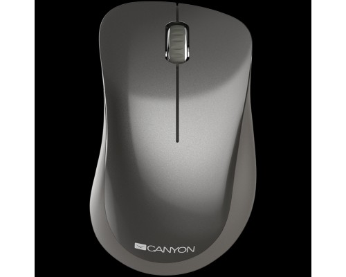 Мышь Canyon  2.4 GHz  Wireless mouse ,with 3 buttons, DPI 1200, Battery:AAA*2pcs,Dark Gray ,67*109*38mm,0.063kg