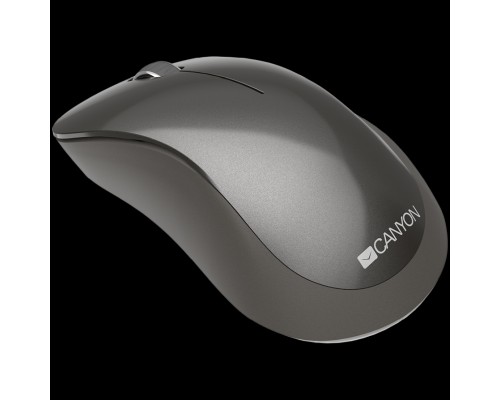 Мышь Canyon  2.4 GHz  Wireless mouse ,with 3 buttons, DPI 1200, Battery:AAA*2pcs,Dark Gray ,67*109*38mm,0.063kg