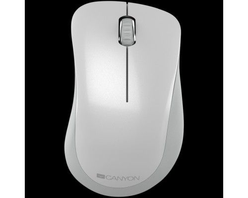 Мышь Canyon  2.4 GHz  Wireless mouse ,with 3 buttons, DPI 1200, Battery:AAA*2pcs  ,pearl white grey67*109*38mm 0.063kg