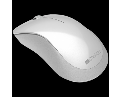 Мышь Canyon  2.4 GHz  Wireless mouse ,with 3 buttons, DPI 1200, Battery:AAA*2pcs  ,pearl white grey67*109*38mm 0.063kg