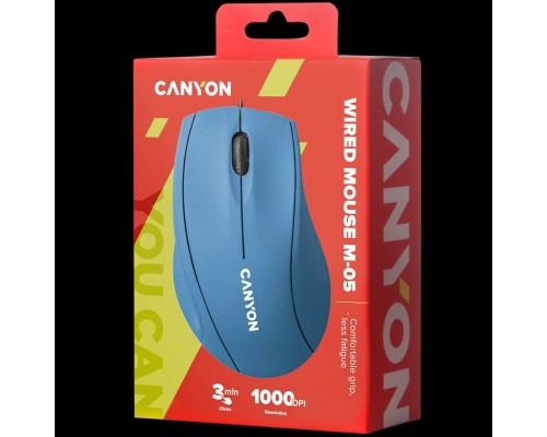 Мышь Wired Optical Mouse with 3 keys, DPI 1000 With 1.5M USB cable,Light Blue,size 72*108*40mm,weight:0.077kg