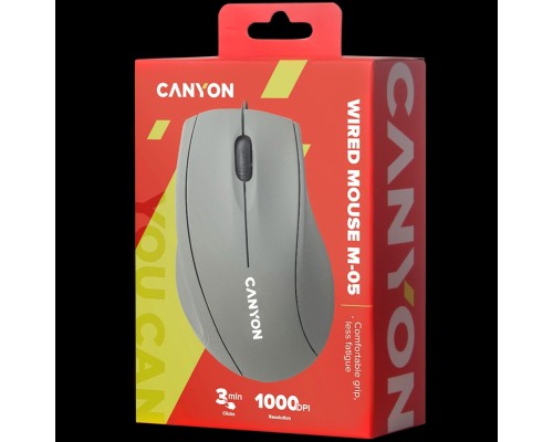 Мышь Wired Optical Mouse with 3 keys, DPI 1000 With 1.5M USB cable,Grey,size72*108*40mm,weight:0.077kg