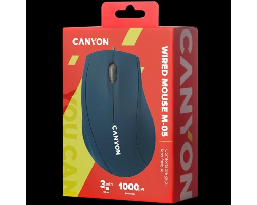 Мышь Wired Optical Mouse with 3 keys, DPI 1000  With 1.5M USB cable,Blue,size72*108*40mm  weight:0.077kg