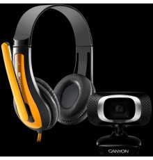 Комплект: гарнитура с веб-камерой, CANYON C3 720P HD webcam with USB2.0 and CANYON HSC-1 basic PC headset                                                                                                                                                 