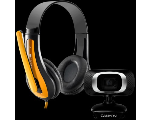 Комплект: гарнитура с веб-камерой, CANYON C3 720P HD webcam with USB2.0 and CANYON HSC-1 basic PC headset