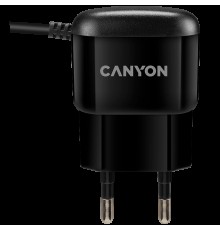 Зарядное устройство CANYON Wall charger with built-in 1m micro-USB cable, Input AC 100-240V(50/60Hz), Output 5.0V/1.0A, EU plug, 42*71*23mm, 0.037g, Black                                                                                                