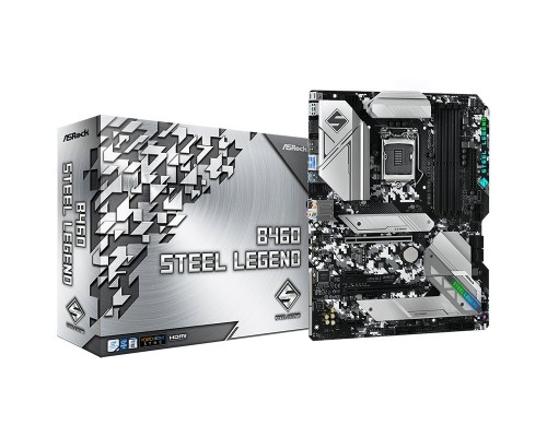 Материнская плата ASROCK Main Board Desktop B460 STEEL LEGEND (S1200, Intel B4600, 4xDDR4,2xPCIe x16,2xPCI Ex1, 6 SATA3 , M.2, DP, USB 3.2) ATX retail