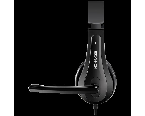 Гарнитура CANYON HSC-1 basic PC headset with microphone, combined 3.5mm plug, leather pads, Flat cable length 2.0m, 160*60*160mm, 0.13kg, Black