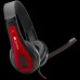 Гарнитура CANYON HSC-1 basic PC headset with microphone, combined 3.5mm plug, leather pads, Flat cable length 2.0m, 160*60*160mm, 0.13kg, Black-red