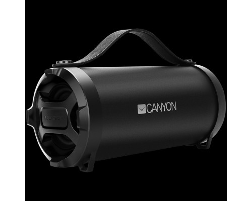 Портативная аудиосистема CANYON BSP-6 Bluetooth Speaker, BT V4.2, Jieli AC6905A, TF card support, 3.5mm AUX, micro-USB port, 1500mAh polymer battery, Black, cable length 0.6m, 242*118*118mm, 0.834kg