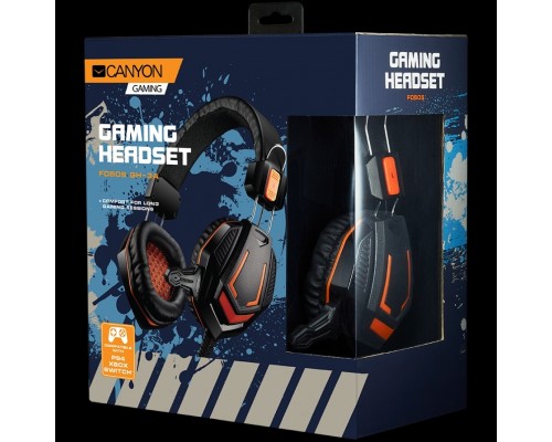 Гарнитура CANYON Gaming headset 3.5mm jack with microphone and volume control, with 2in1 3.5mm adapter, cable 2M, Black, 0.36kg