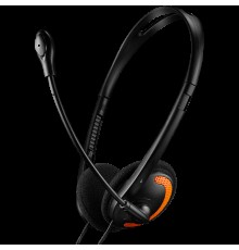 Гарнитура CANYON HS-01 PC headset with microphone, volume control and adjustable headband, cable length 1.8m, Black/Orange, 163*128*50mm, 0.069kg                                                                                                         