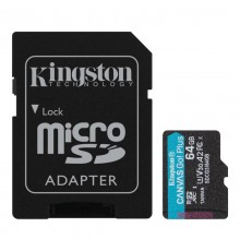 Карта памяти Kingston 64GB microSDXC Canvas Go Plus 170R A2 U3 V30 Card + ADP EAN: 740617301045                                                                                                                                                           