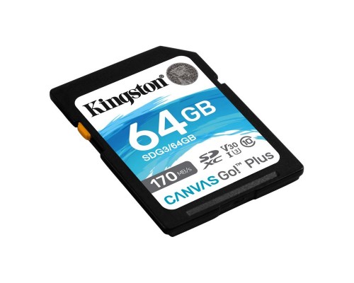 Карта памяти Kingston 64GB SDXC Canvas Go Plus 170R C10 UHS-I U3 V30 EAN: 740617301397