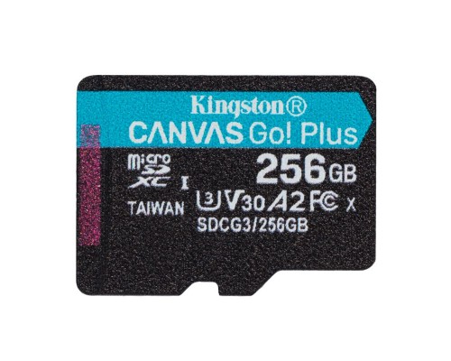 Карта памяти Kingston 256GB microSDXC Canvas Go Plus 170R A2 U3 V30 Single Pack w/o ADP EAN: 740617301311