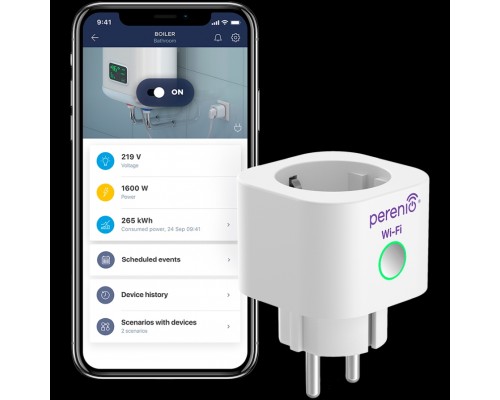 Умная розетка Smart Power Plug is a device to control remotely via Wi-Fi connected through it load, measure its power and monitor electrical energy consumption. White color, multi language version.