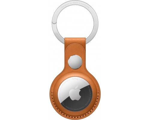 Кожаный брелок для ключей AirTag Leather Key Ring - Golden Brown