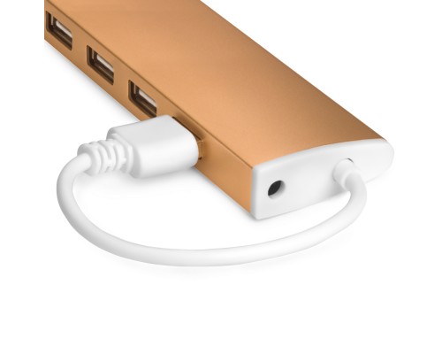 USB-концентратор Greenconnect USB 2.0 Разветвитель GCR-UH214BR на 4 порта  0,15m , Bronze