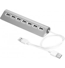 USB-концентратор Greenconnect USB 2.0 Разветвитель GCR-UH227S на 7 портов  0,5m+доп питание , silver                                                                                                                                                      