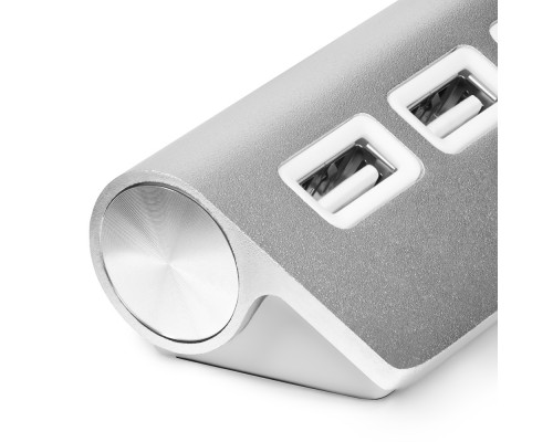 USB-концентратор Greenconnect USB 2.0 Разветвитель GCR-UH227S на 7 портов  0,5m+доп питание , silver