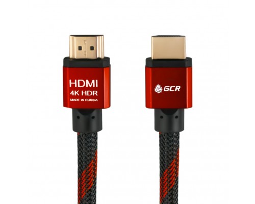 Кабель Greenconnect 3.0m HDMI версия 2.0, HDR 4:2:2, Ultra HD, 4K 60 fps 60Hz/5K*30Hz, 3D, AUDIO, 18.0 Гбит/с, 28/28 AWG, OD7.3mm, тройной экран, BICOLOR нейлон, AL корпус красный, GCR-51491