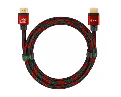 Кабель Greenconnect 3.0m HDMI версия 2.0, HDR 4:2:2, Ultra HD, 4K 60 fps 60Hz/5K*30Hz, 3D, AUDIO, 18.0 Гбит/с, 28/28 AWG, OD7.3mm, тройной экран, BICOLOR нейлон, AL корпус красный, GCR-51491