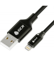 Кабель Greenconnect 3A 1.5m Apple USB 2.0, AM/Lightning 8pin MFI для Iphone 5/6/7/8/X - светодиодный, поддержка всех IOS, черный, AL корпус черный                                                                                                        