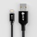 Кабель Greenconnect 3A 1.5m Apple USB 2.0, AM/Lightning 8pin MFI для Iphone 5/6/7/8/X - светодиодный, поддержка всех IOS, черный, AL корпус черный