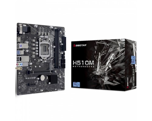 Материнская плата H510MH/E 2.0, Socket 1200, Intel®H510, 2xDDR4-3200, D-SUB+HDMI, 1xPCI-Ex16, 1xPCI-Ex1, 4xSATA3, 1xM.2, 8 Ch Audio, GLan, (4+4)xUSB2.0, (2+2)xUSB3.2, 1xPS/2, mATX, RTL